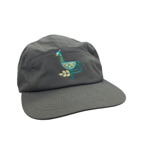 Spacecraft Charcoal Gray 5 Panel Snapback Camper Cap Embroidered Peacock Design - Picture 1 of 7
